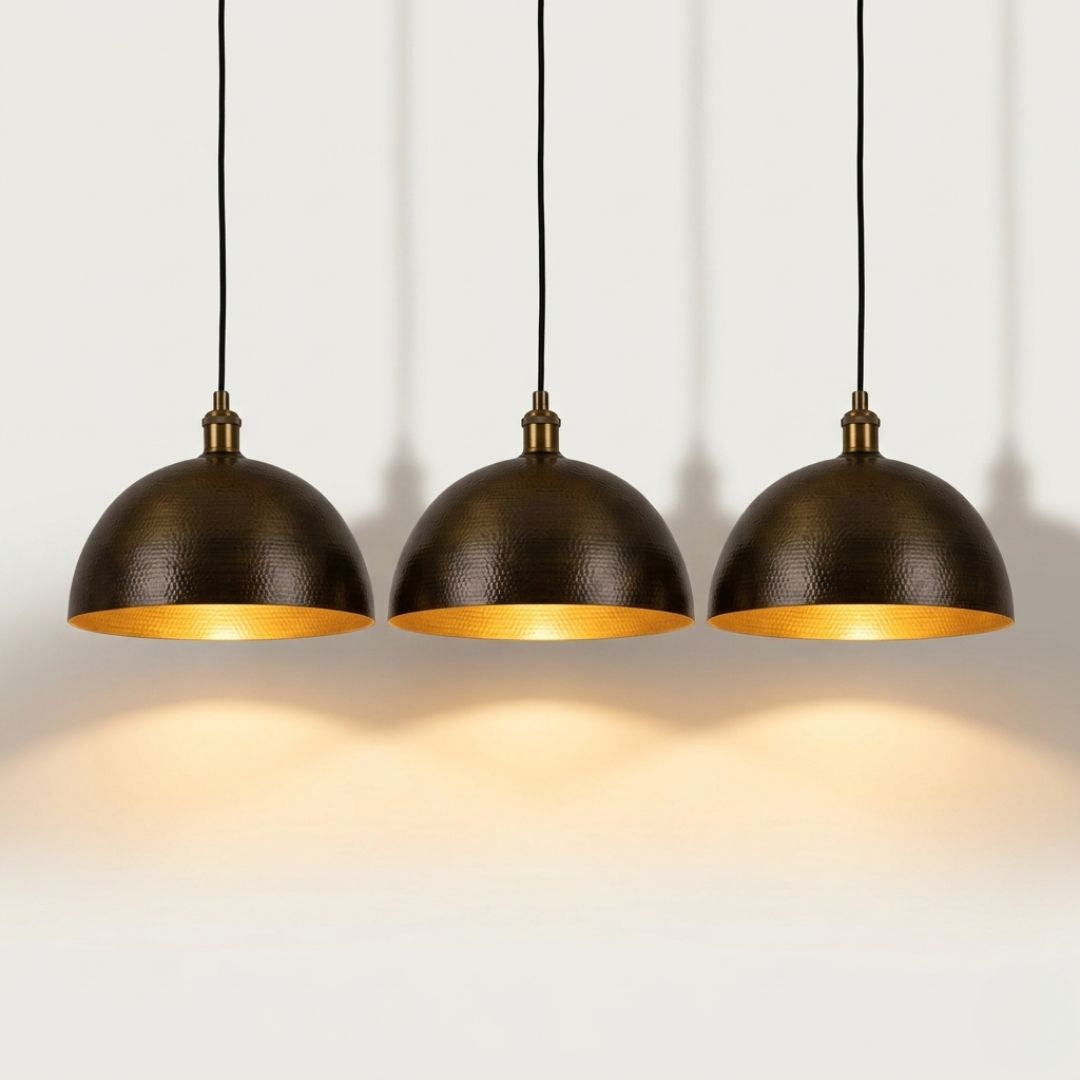 Artisan Hammered Bronze Dome Pendant Light