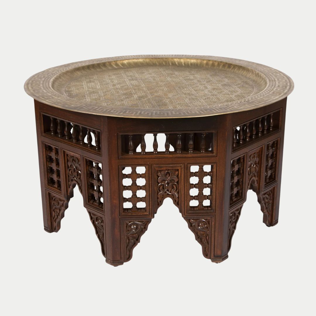 طاولة جانبية مغربية مصنوعة يدويًا من عرق اللؤلؤ: زمان