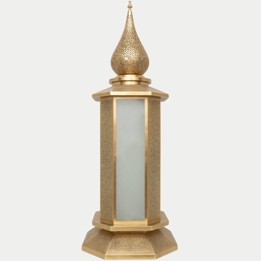 Hand-Engraved Moroccan Brass Floor Lantern