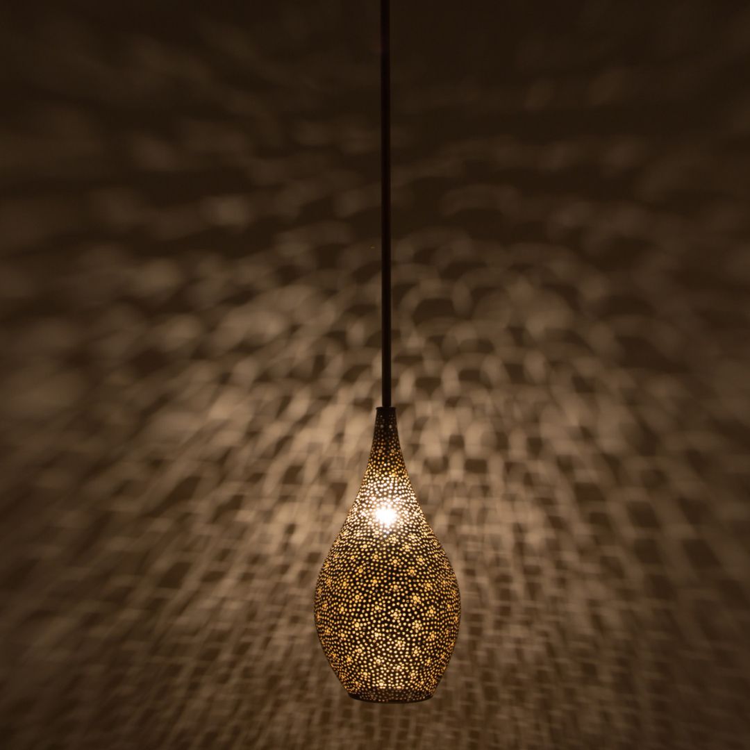 Nada : Elongated Moroccan Brass Pendant