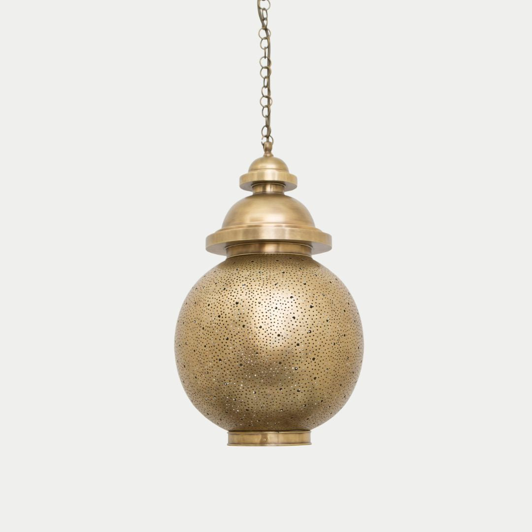 Nejma : Hand-Pierced Moroccan Brass Globe Pendant