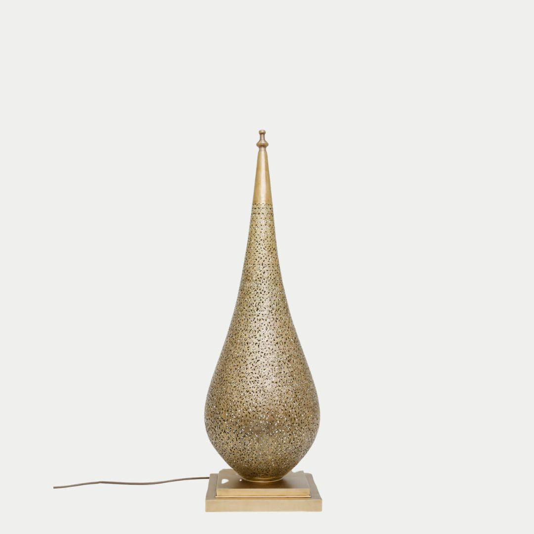 Hand-Pierced Brass Table Lamp