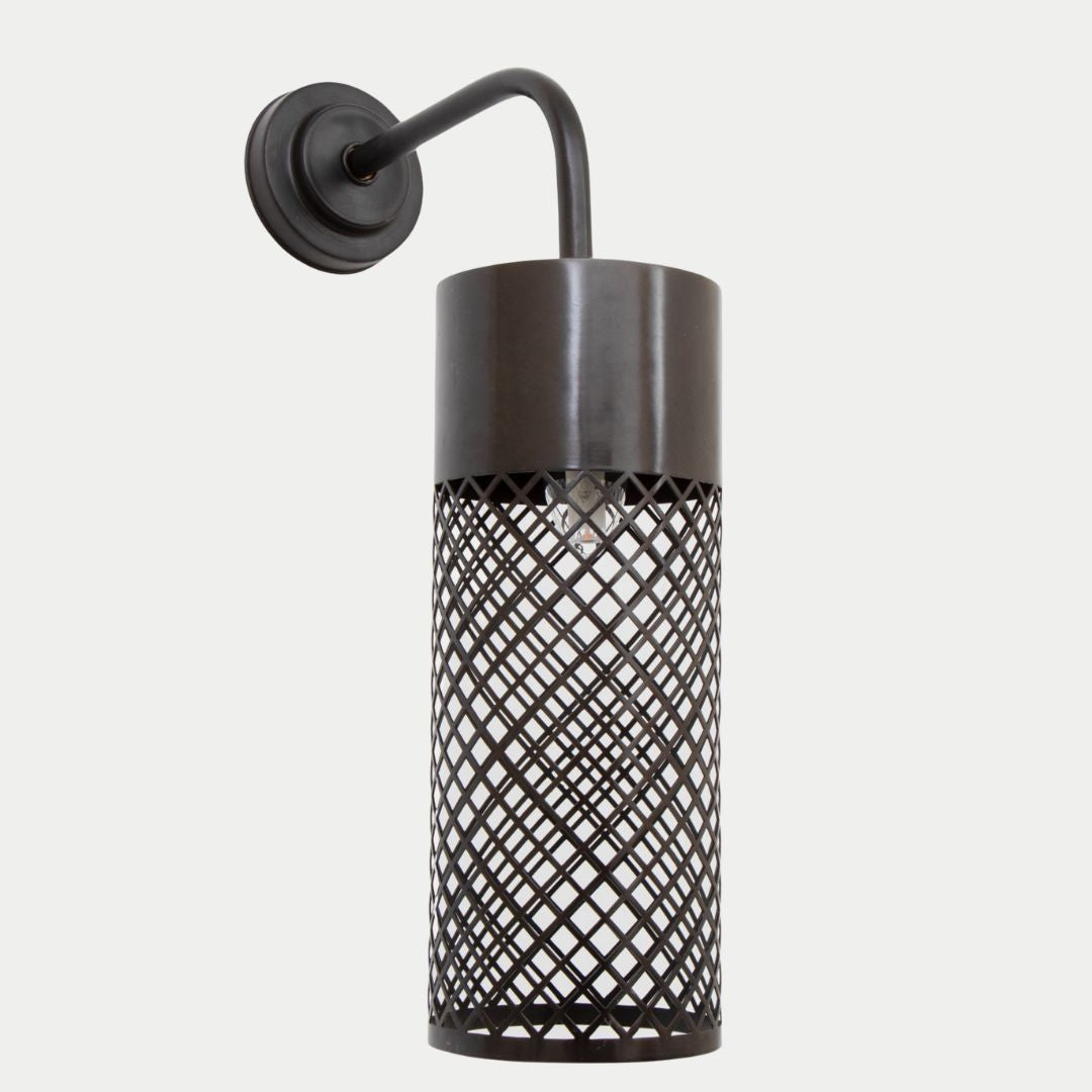 Hand-Forged Cylindrical Mesh Wall Sconce