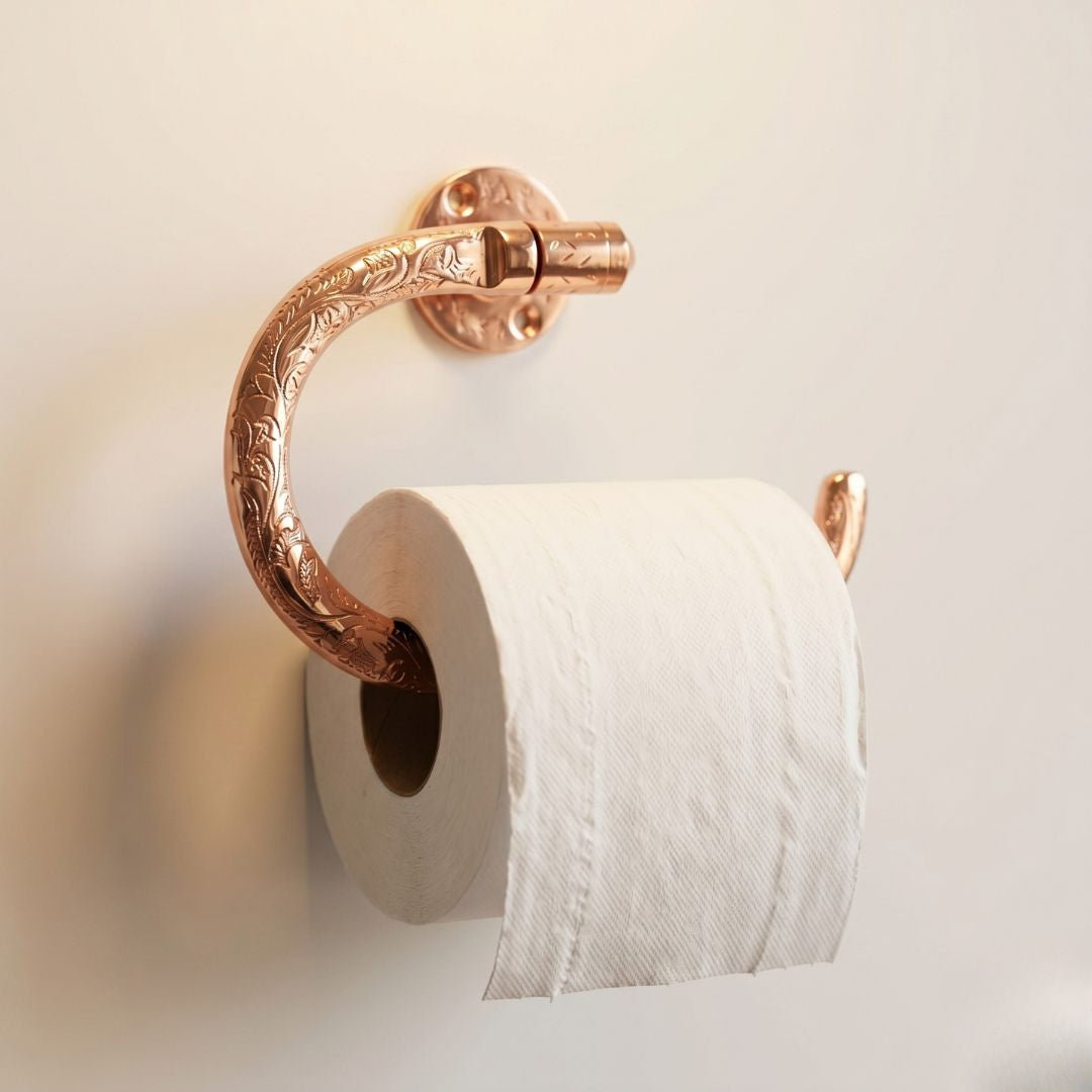 Hand-Etched Copper Toilet Paper Holder