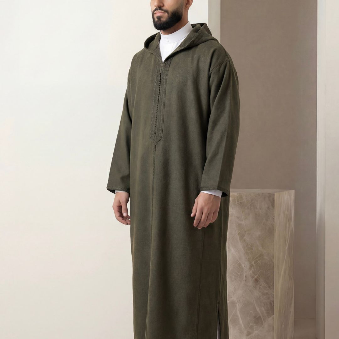 Handmade Olive Moss Green Djellaba