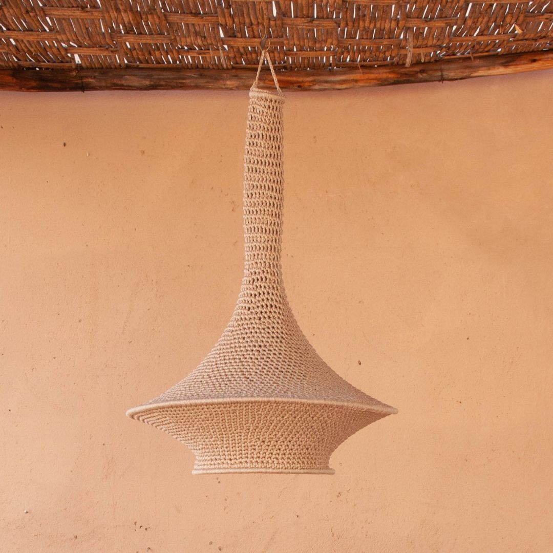Hand-Crocheted Tiered Pendant Light