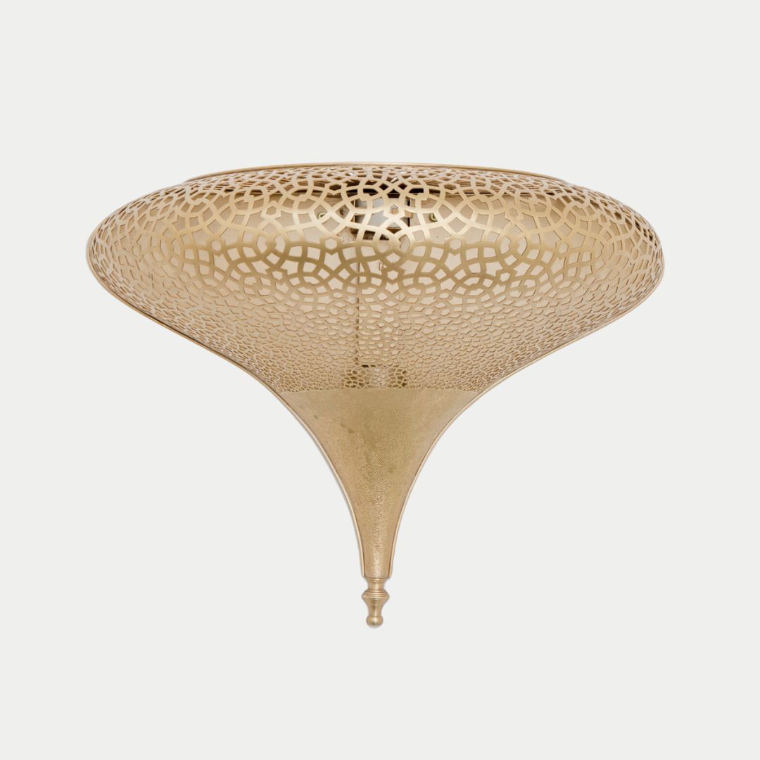 Hand-Etched Moroccan Brass Flush Mount