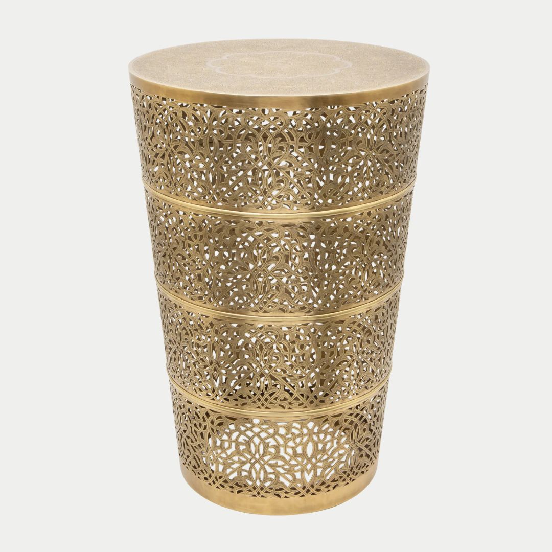 طاولة جانبية مغربية مصنوعة يدويًا من عرق اللؤلؤ: زمان