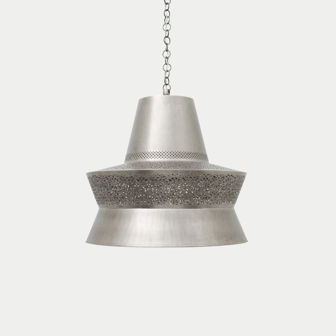 Qamar : Hand-Etched Moroccan Brass Pendant