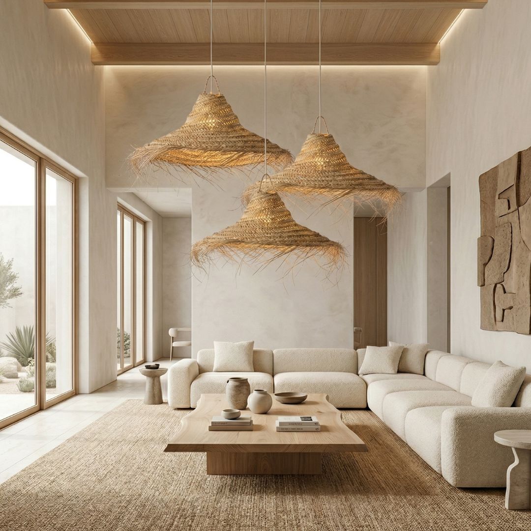 The Bazaar Raffia Cone Pendant