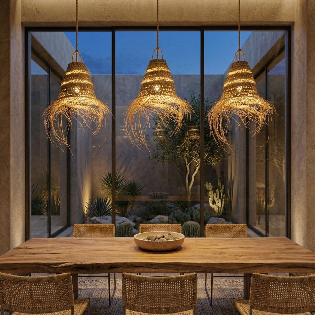 The Bazaar Raffia Cone Pendant