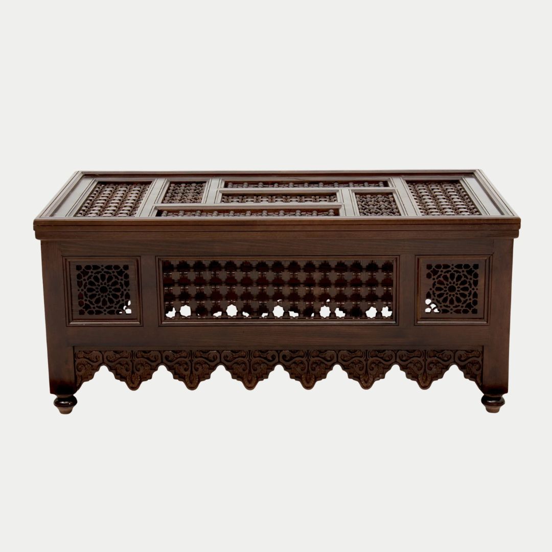 طاولة جانبية مغربية مصنوعة يدويًا من عرق اللؤلؤ: زمان