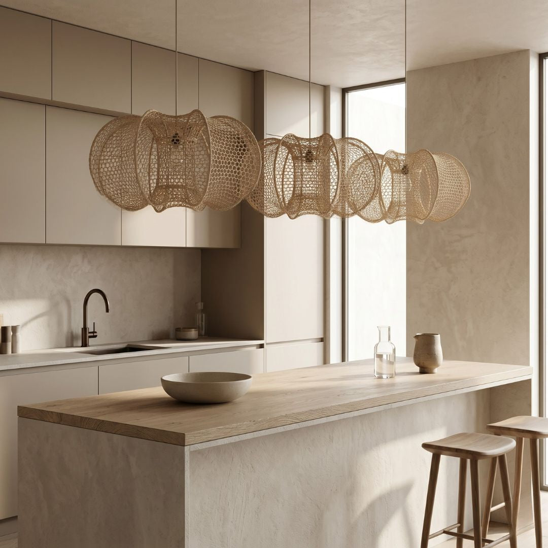 Hand-Woven Raffia Pendant Light