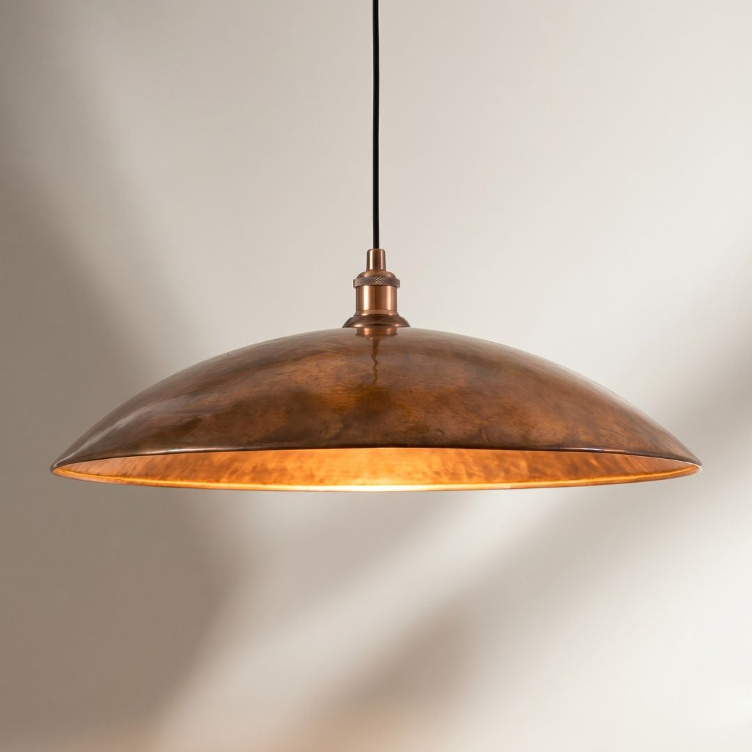Hand-Hammered Solid Copper Pendant Light