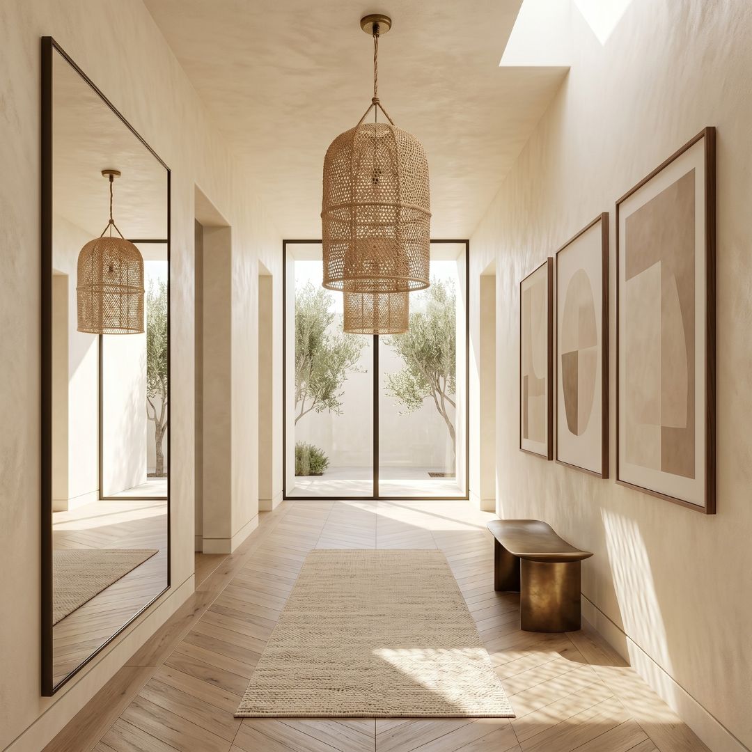 Artisanal Woven Raffia Capsule Pendant Light