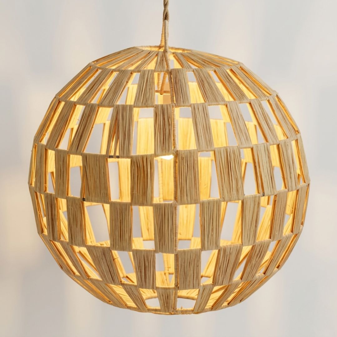 Soraya Open-Weave Raffia Pendant Light