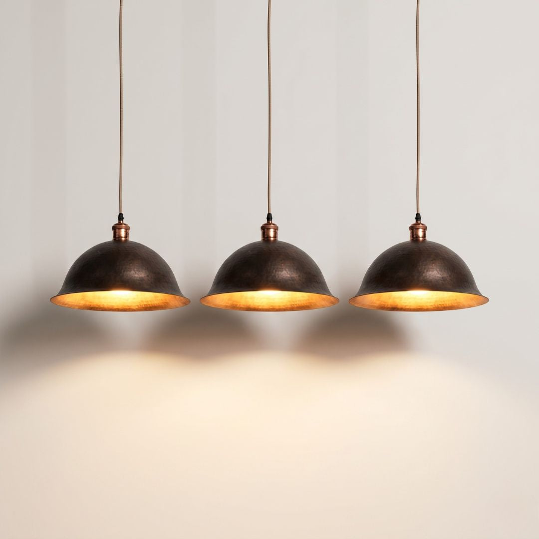 Artisan Hand-Hammered Copper Flared Dome Pendant Light