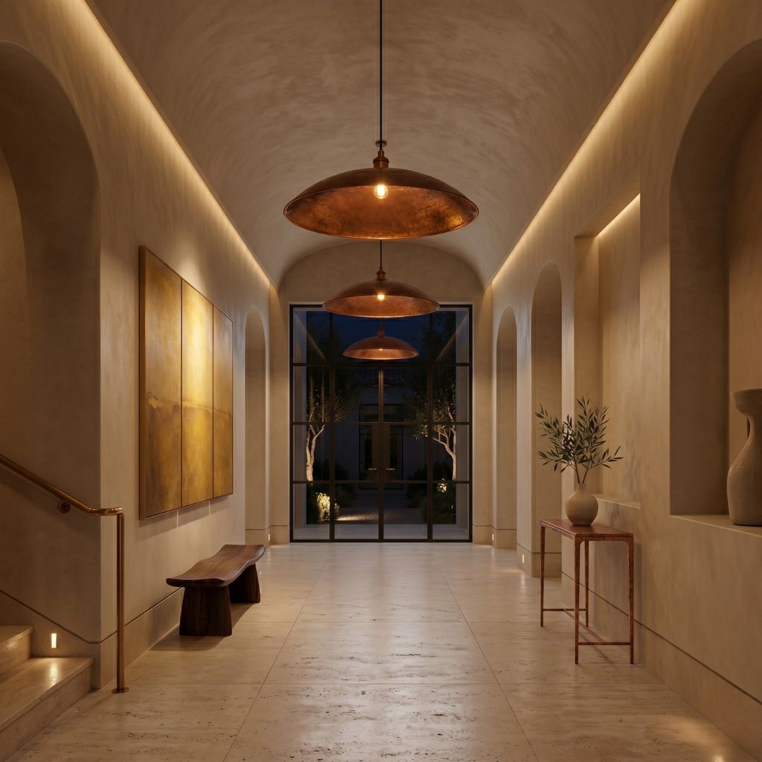 Hand-Hammered Solid Copper Pendant Light