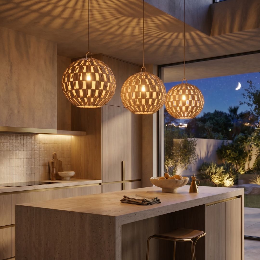 Soraya Open-Weave Raffia Pendant Light