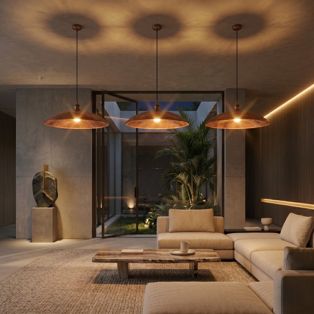 Hand-Hammered Solid Copper Pendant Light