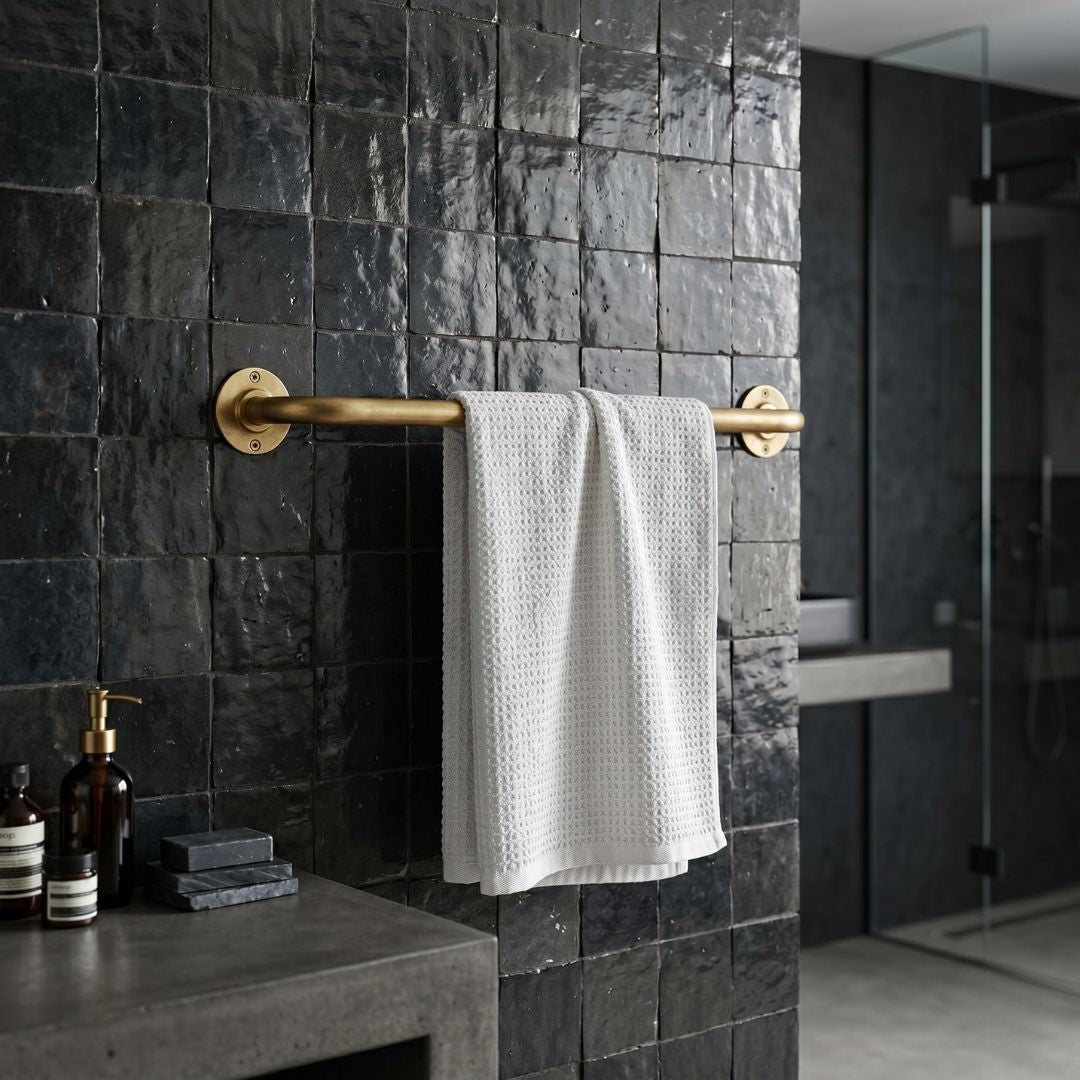 Minimalist Solid Brass Towel Bar | Handcrafted Bathroom Hardware