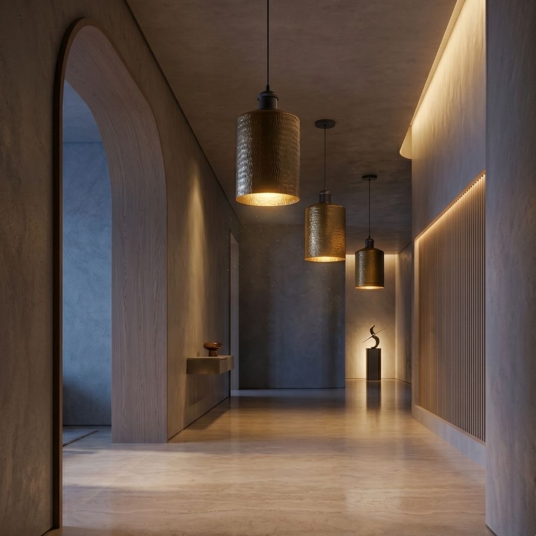 Hand-Hammered Brass Cylinder Pendant Light