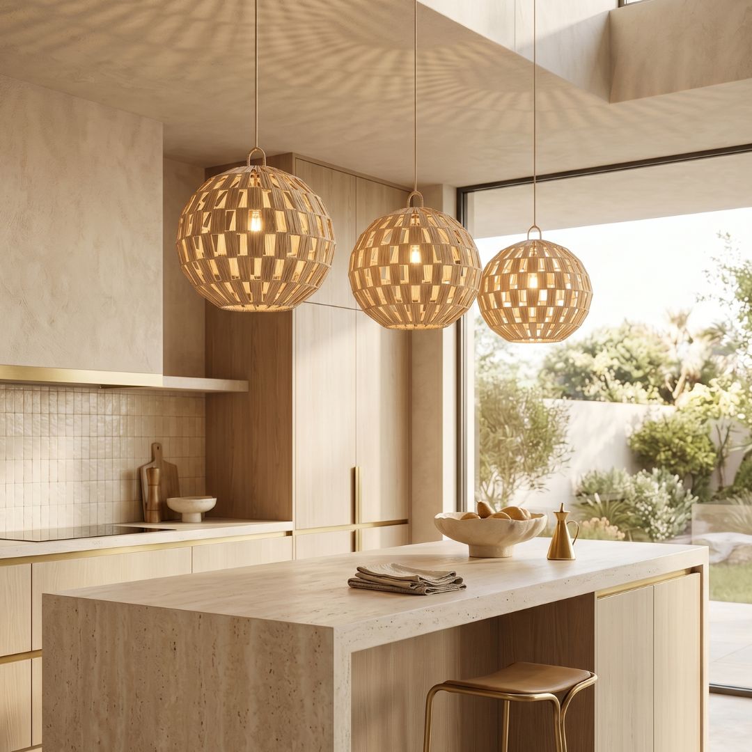 Soraya Open-Weave Raffia Pendant Light