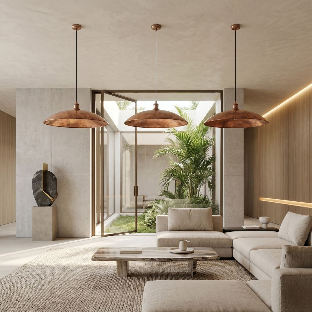 Hand-Hammered Solid Copper Pendant Light