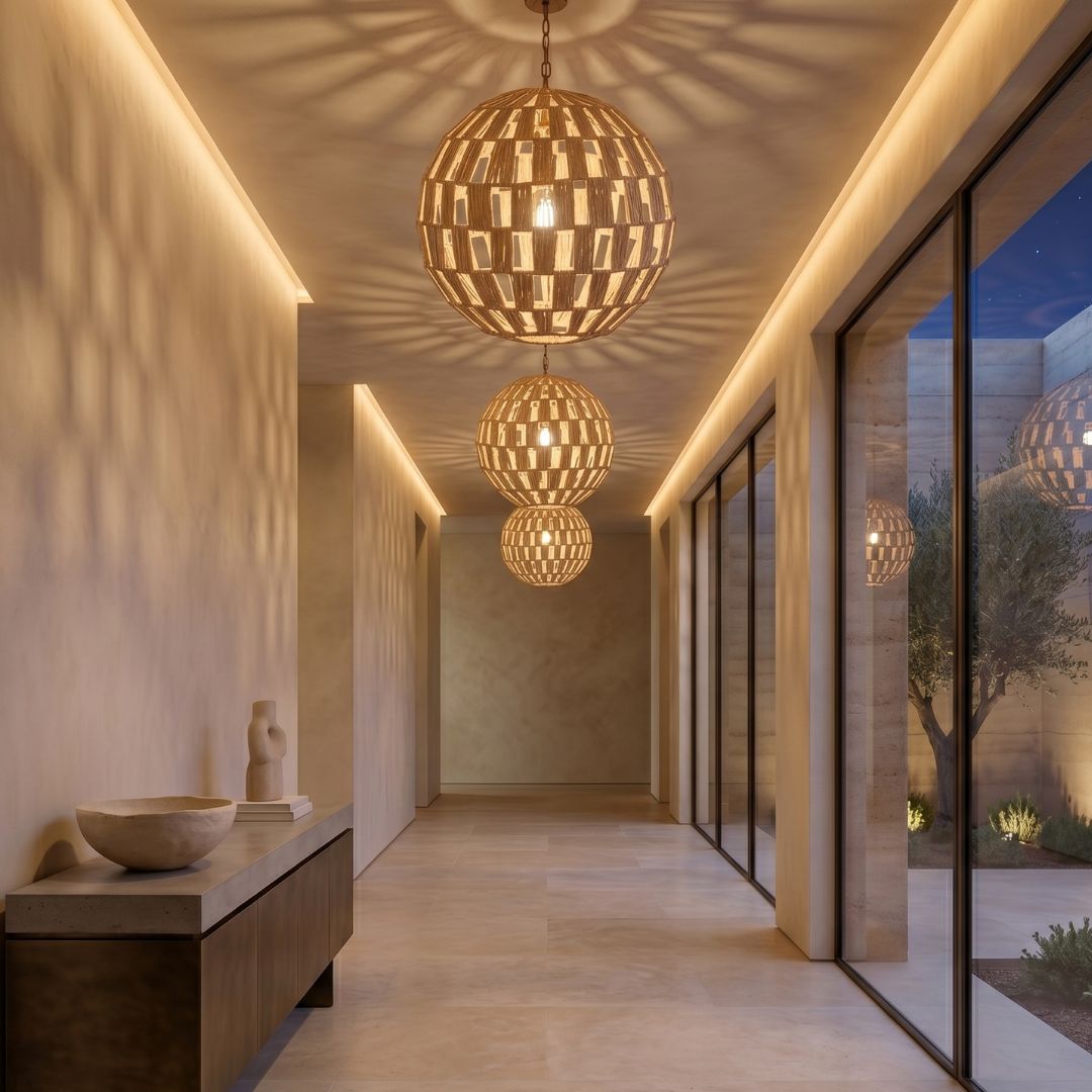 Soraya Open-Weave Raffia Pendant Light