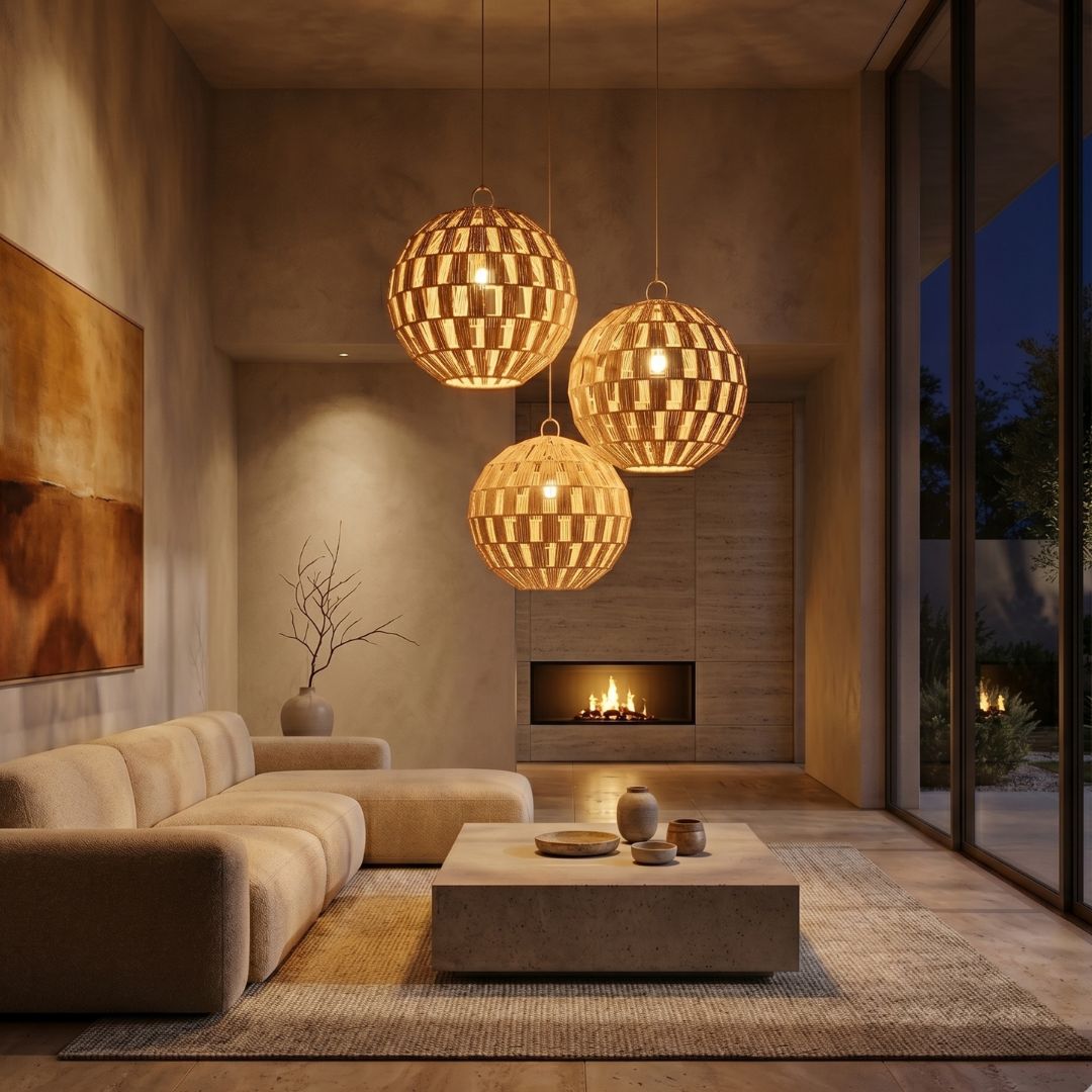 Soraya Open-Weave Raffia Pendant Light