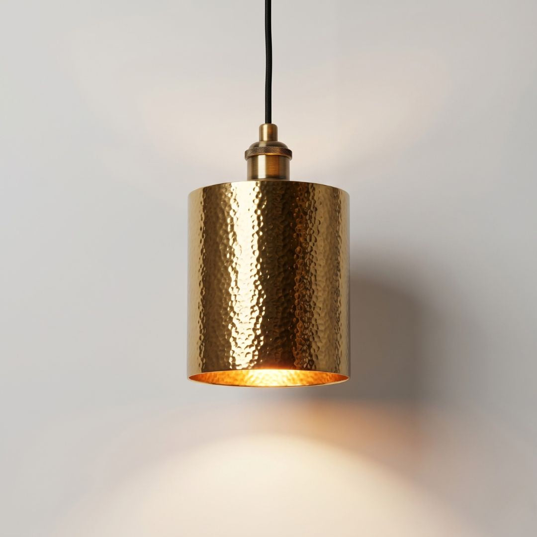 Aurelius Hammered Brass Cylinder Pendant Light