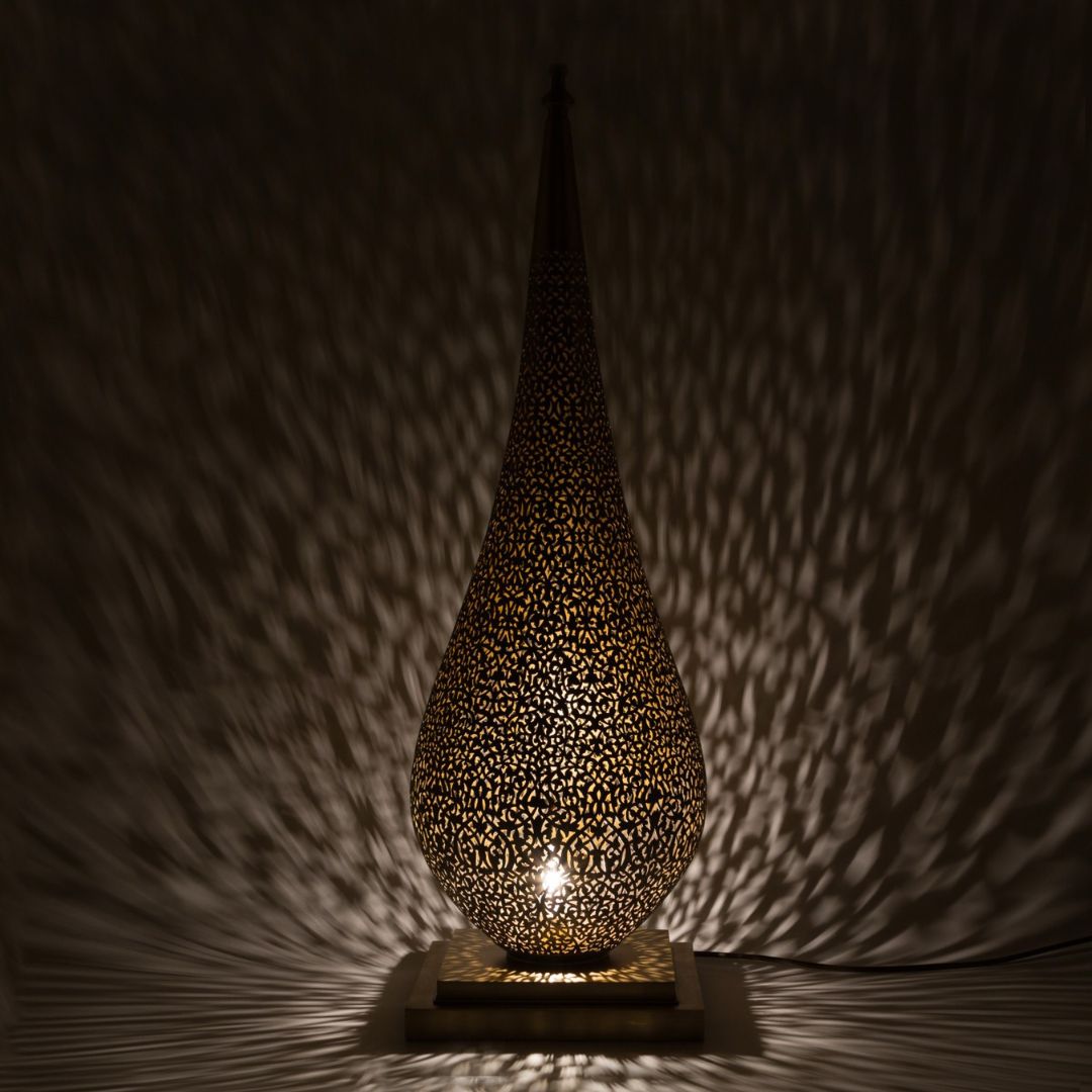 Hand-Pierced Brass Table Lamp