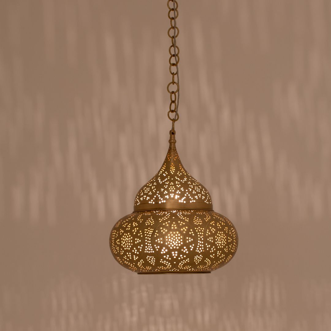 Ghadir : Authentic Hand-Etched Brass Moroccan Pendant