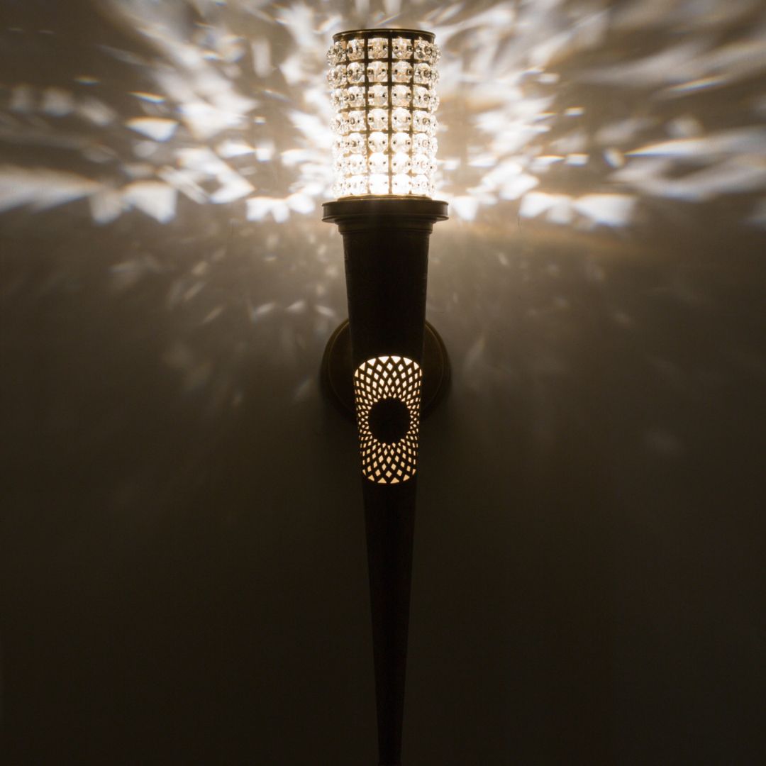 Hand-Engraved Brass & Crystal look Wall Light
