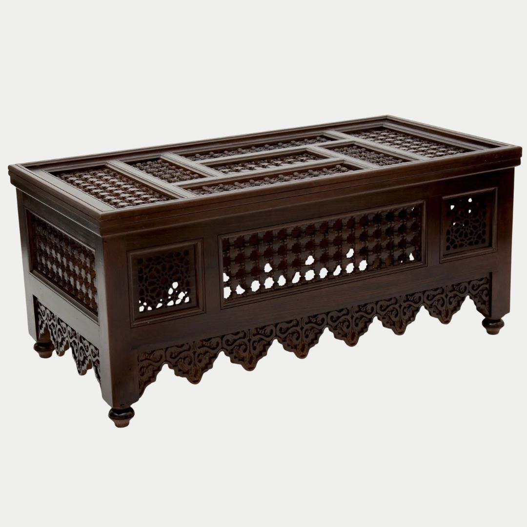 طاولة جانبية مغربية مصنوعة يدويًا من عرق اللؤلؤ: زمان