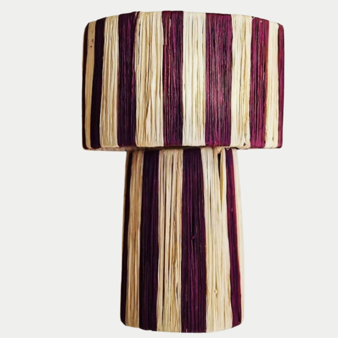Hand-Woven Raffia Pedestal Table Lamp