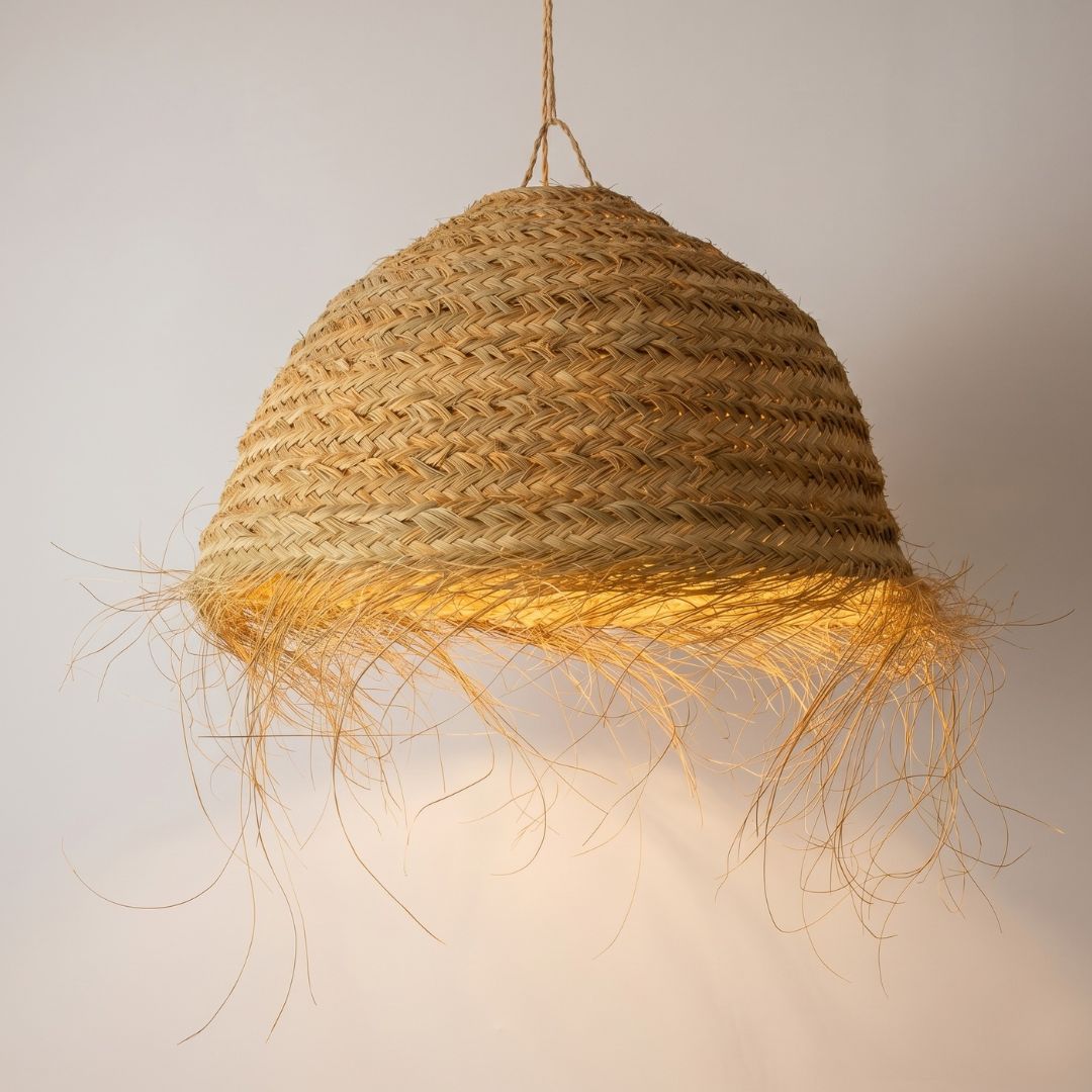 Oversized Moroccan Palm Leaf Basket Pendant