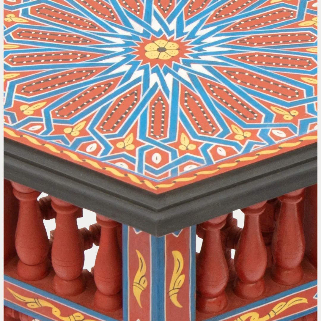 طاولة جانبية مغربية مصنوعة يدويًا من عرق اللؤلؤ: زمان