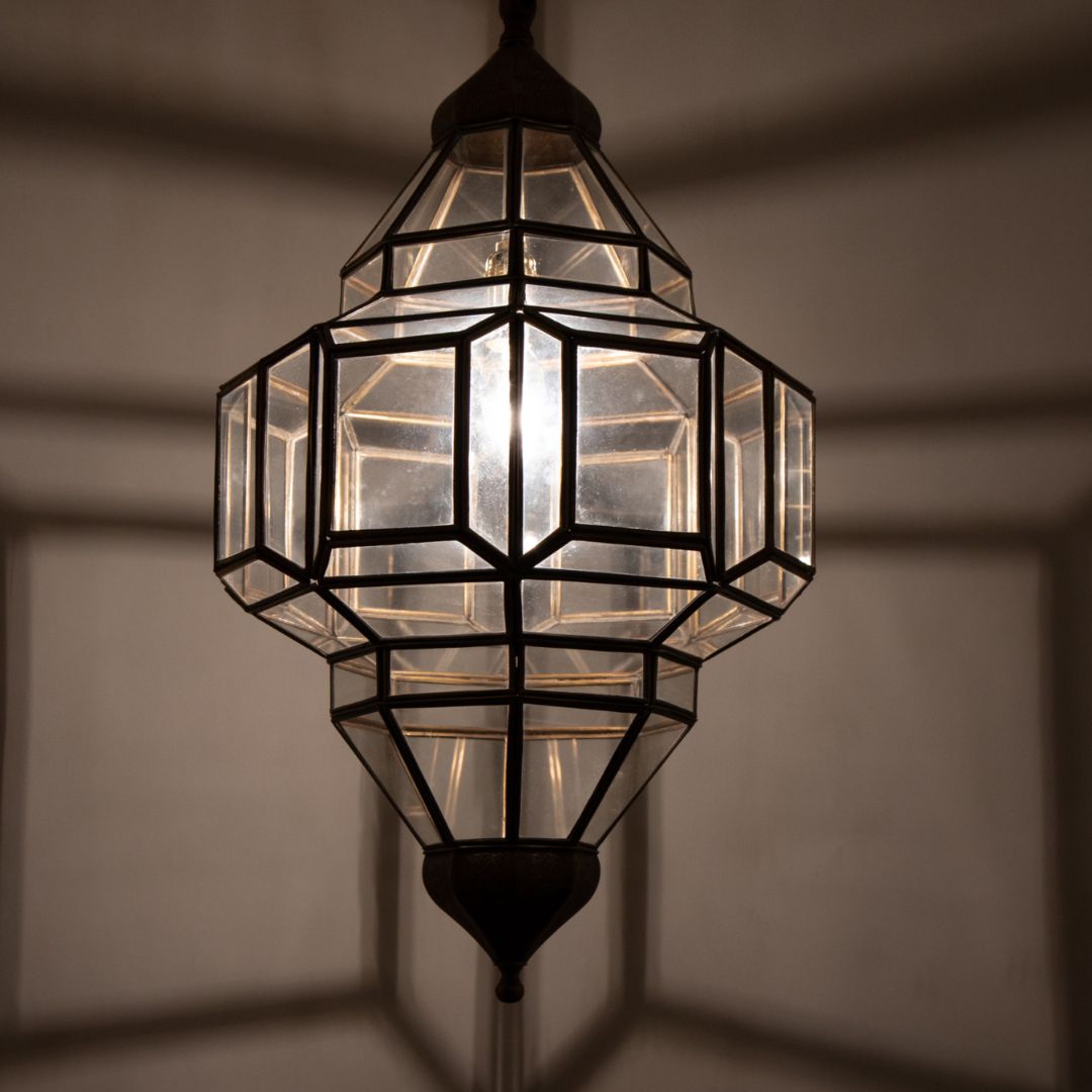 Nadine : Handcrafted Moroccan Geometric Glass Lantern