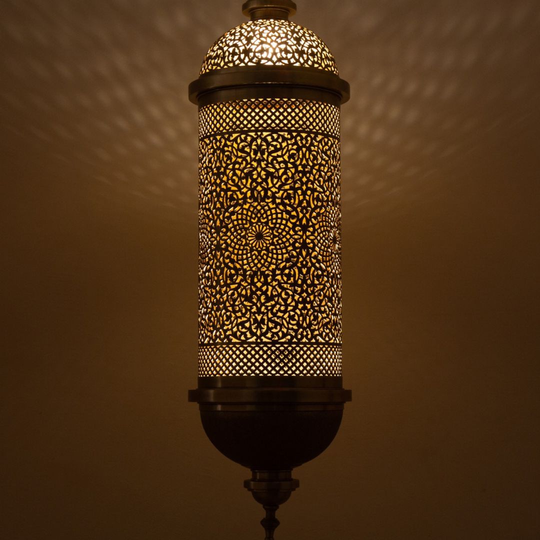 Rawya : Cylindrical Brass Moroccan Lantern