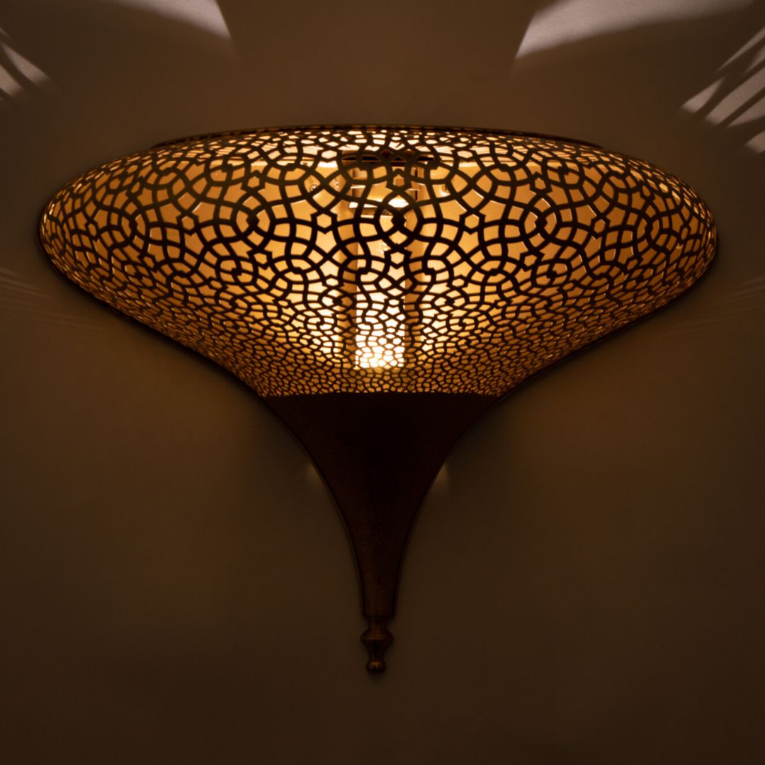Hand-Etched Moroccan Brass Flush Mount