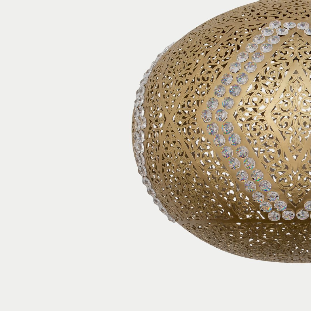 Elbatoul : Orbital Brass & Crystal Moroccan Pendant