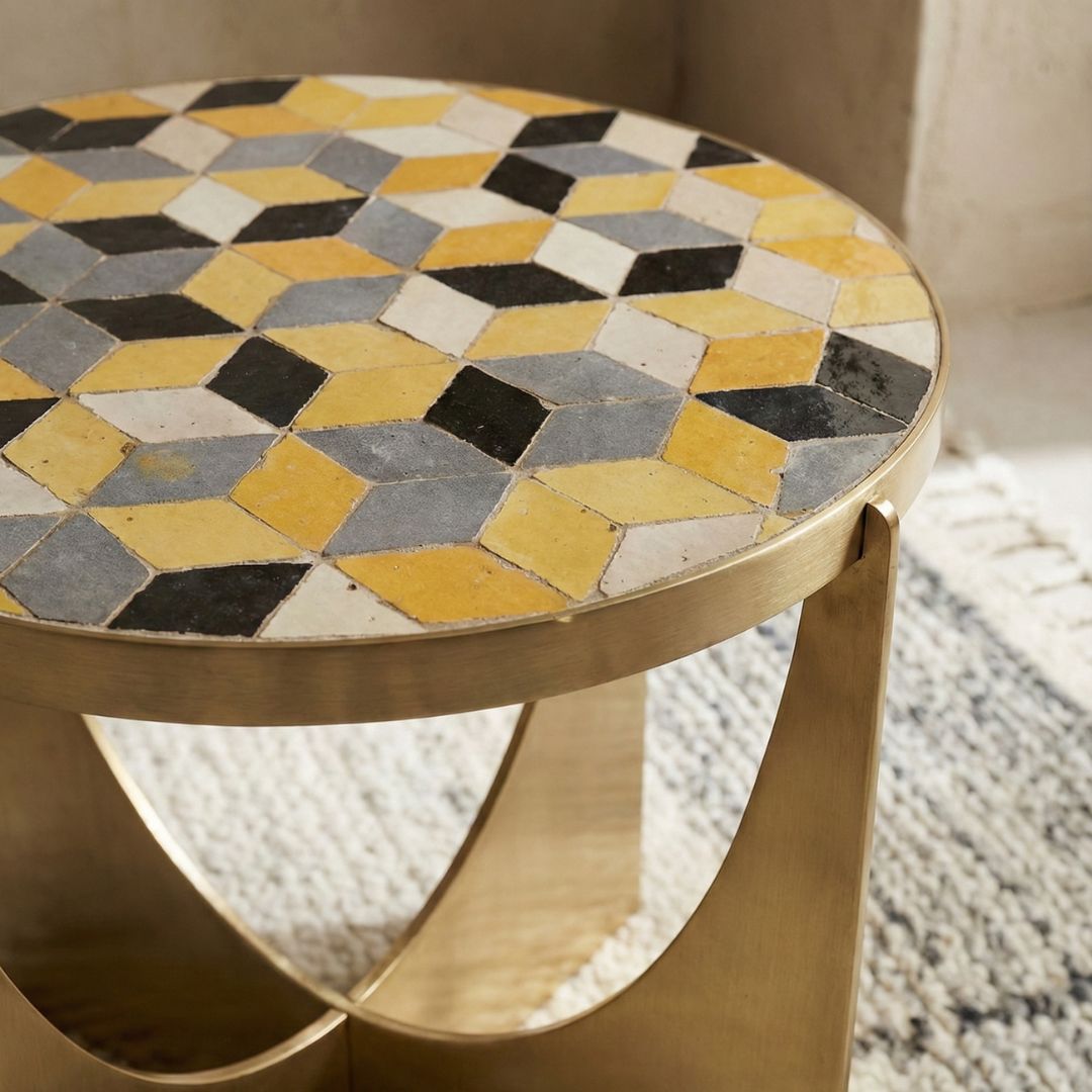 Moroccan Centre Oasis Zellige Mosaic Tile Table - Thumbnail 2