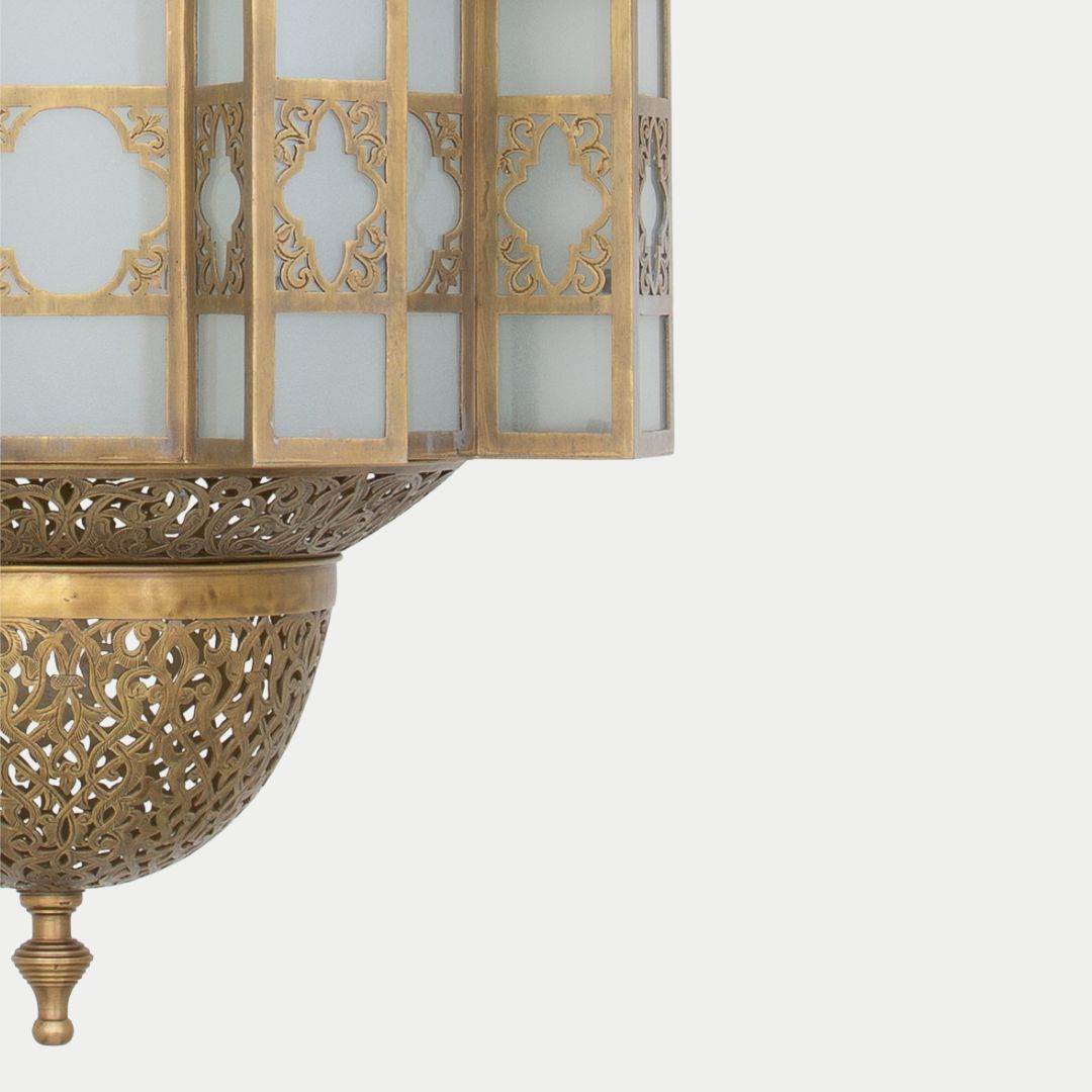 Nissrine : Handcrafted Moroccan Brass & Frosted Glass Lantern