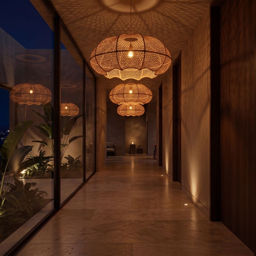 Artisanal Raffia Pendant Light - Handwoven