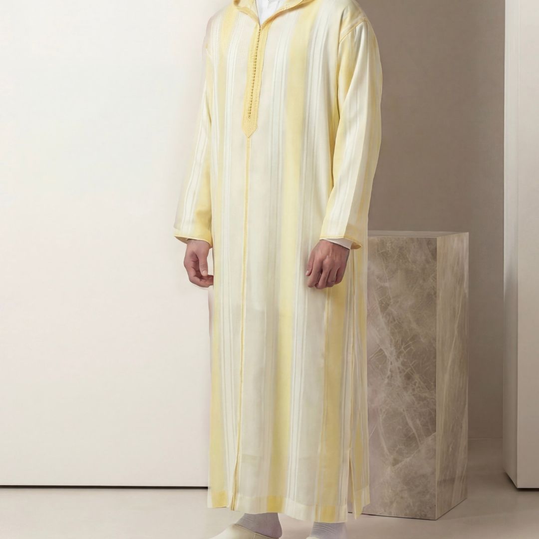 Handmade Yellow & Cream Djellaba