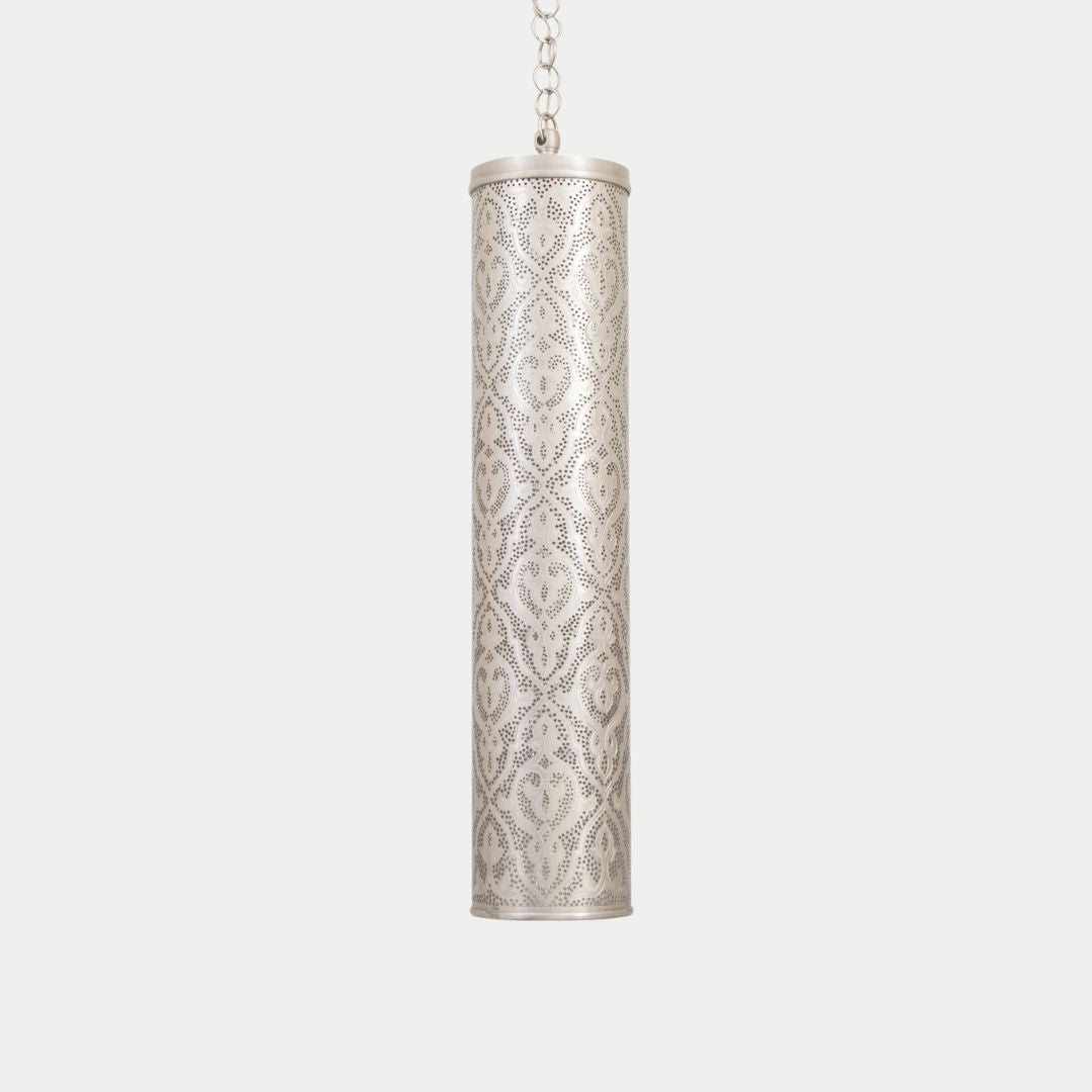 Maya : Hand-Etched Moroccan Brass Cylinder Pendant Light