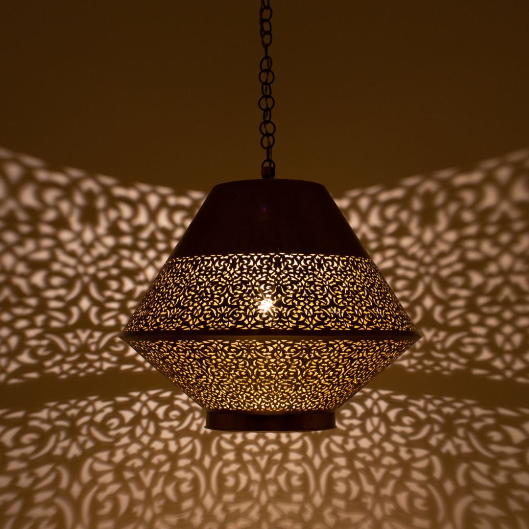 Taiba : Handcrafted Moroccan Pierced Brass Pendant Light