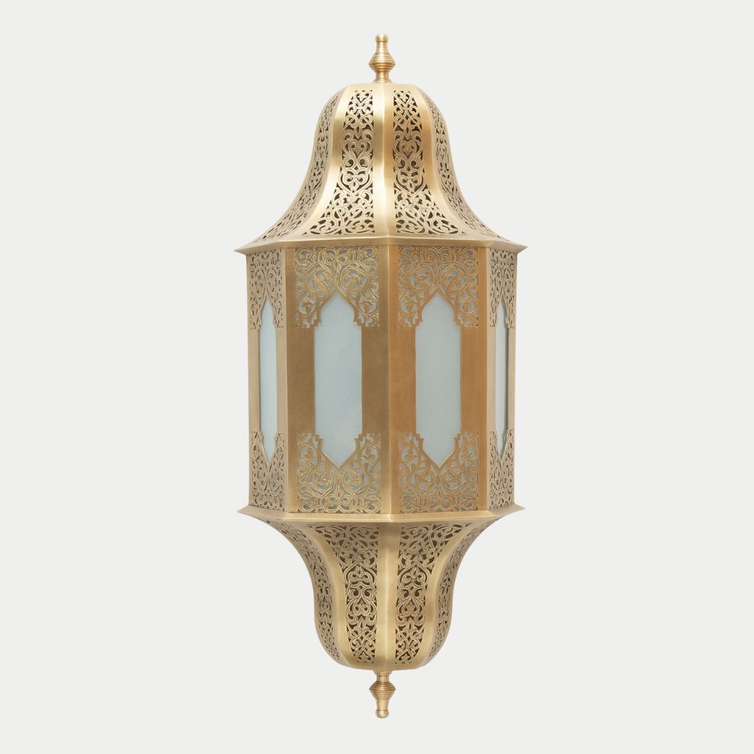 Hand-Etched Moroccan Brass Wall Sconce