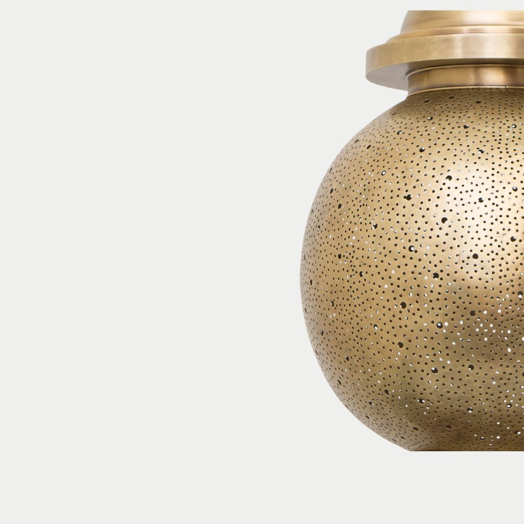 Nejma : Hand-Pierced Moroccan Brass Globe Pendant